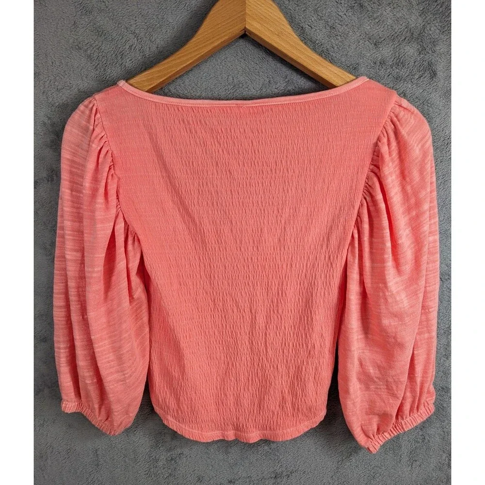 NWT Free People Tunic Top Elise Puff Sleeve Smocked Crop Boho Womens XS